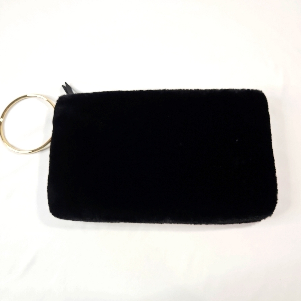 New York & Company Black Faux Fur Wristlet